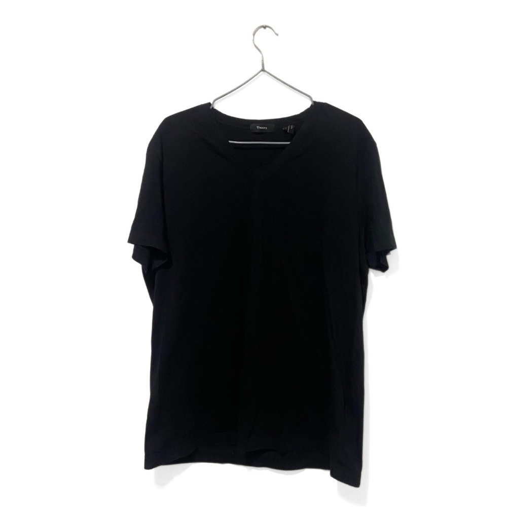 Theory Black V-Neck Classic Comfortable Gaskell Pima Cotton T-Shirt Size XL
